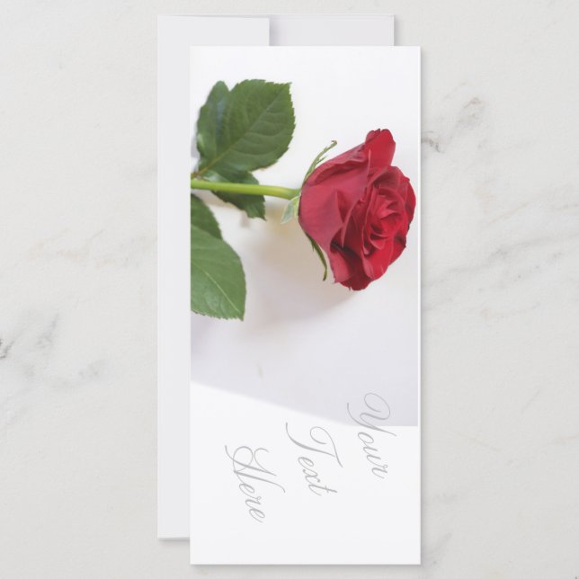Bright Red Rose Add Your Text Flat Card (Front)