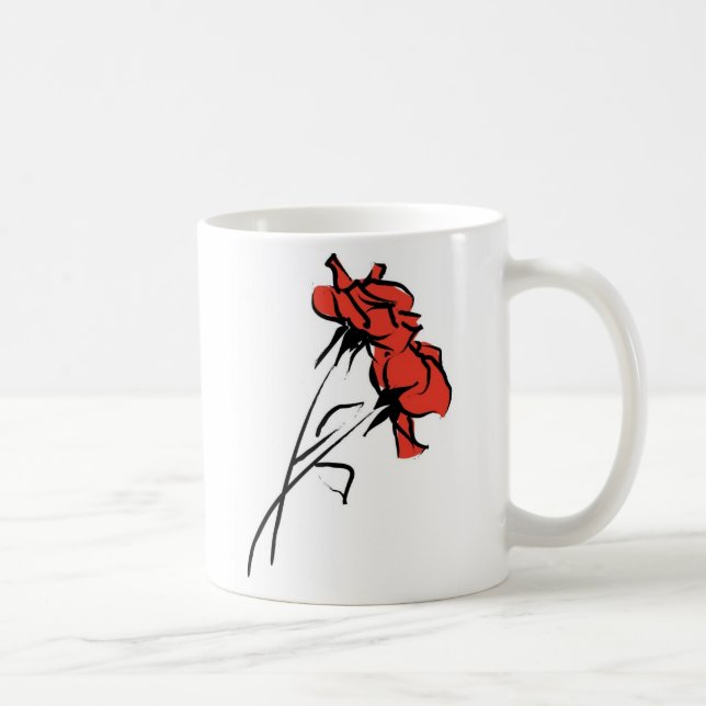 Bright Red Rose Brushstroke Coffee Mug (Right)