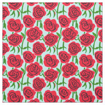 Bright Red Rose Fabric