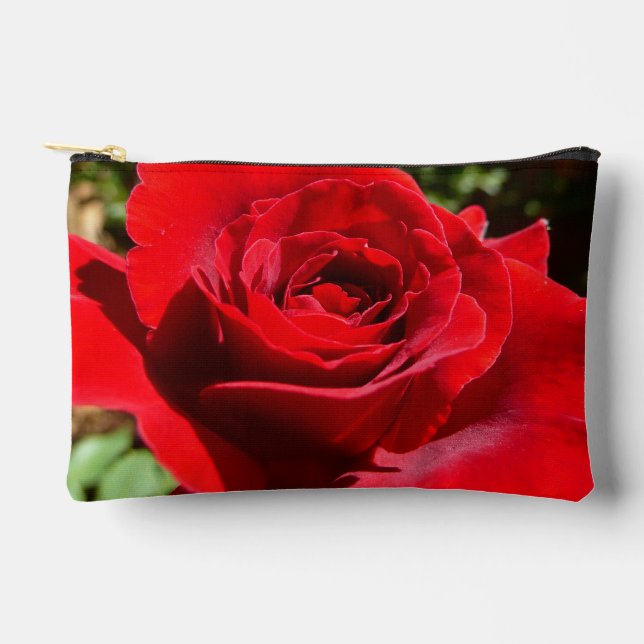 Bright Red Rose Flower Beautiful Floral Accessory Pouch (Front)