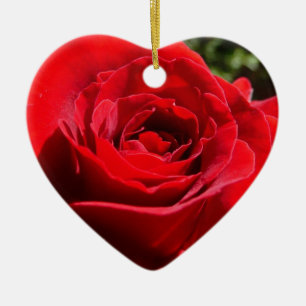 Bright Red Rose Flower Beautiful Floral Ceramic Tree Decoration