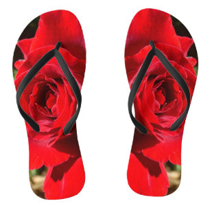 Bright Red Rose Flower Beautiful Floral Jandals