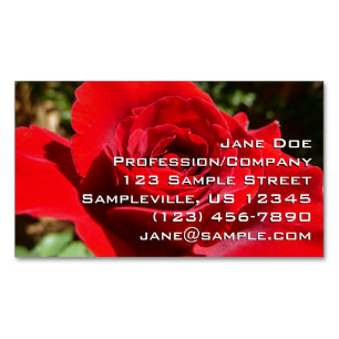 Bright Red Rose Flower Beautiful Floral Magnetic Business Card