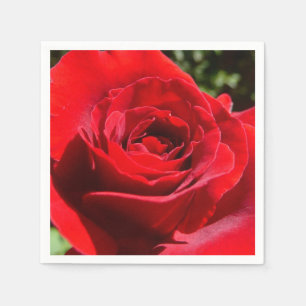 Bright Red Rose Flower Beautiful Floral Napkin