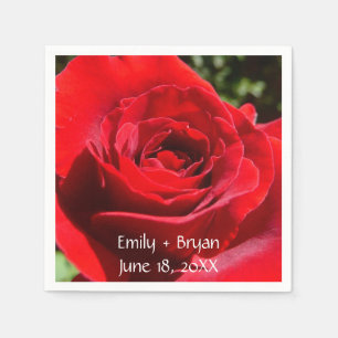 Bright Red Rose Flower Beautiful Floral Napkin