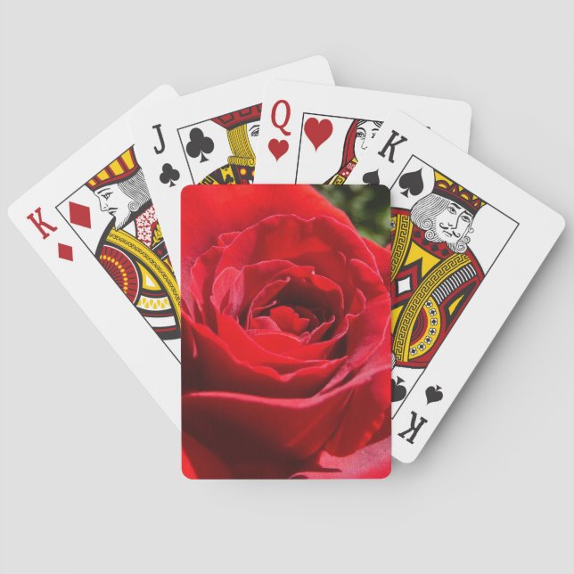 Bright Red Rose Flower Beautiful Floral Playing Cards (Back)