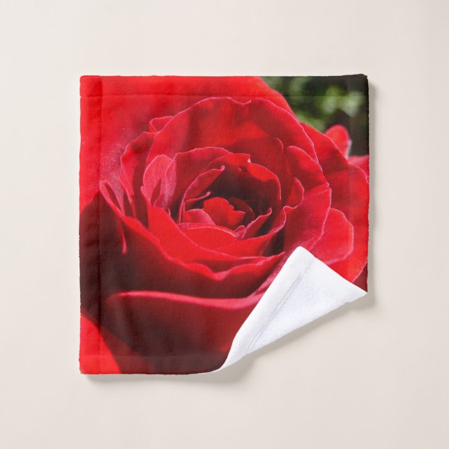 Bright Red Rose Flower Beautiful Floral Wash Cloth (Wash Cloth)