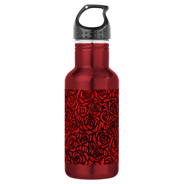 Bright Red Rose Pattern 532 Ml Water Bottle (Front)