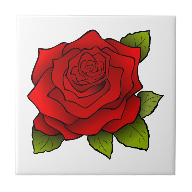 Bright Red Rose Tile (Front)
