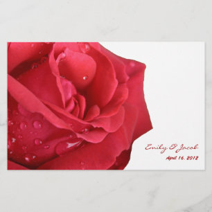 Bright Red Rose Wedding Program