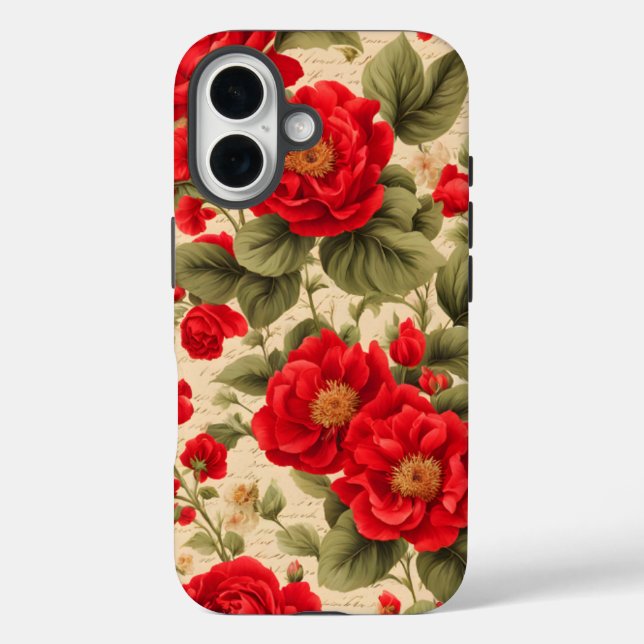 Bright Red Roses and Text Junk Journal Case-Mate iPhone Case (Back)