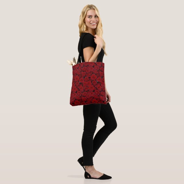 Bright Red Roses Tote Bag (On Model)