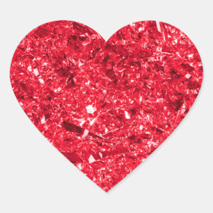 Bright Red Shredded Foil Texture Pattern Heart Sticker