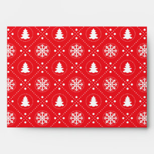 Bright Red Snowflakes Christmas Trees Pattern Envelopes