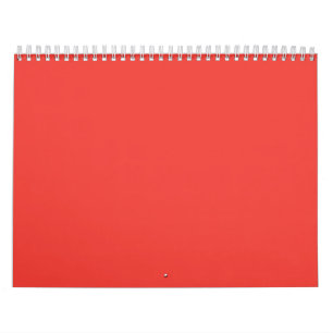Bright Red Solid Colour Background   Modern Design Calendar