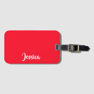 Bright red solid plain luggage tag