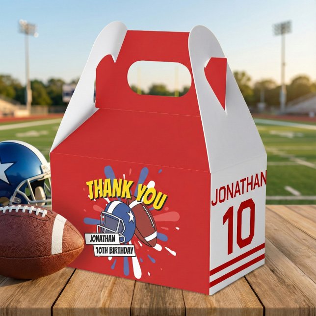 Bright Red Sports Football NFL Thank You Birthday Favour Box (Creator Uploaded)