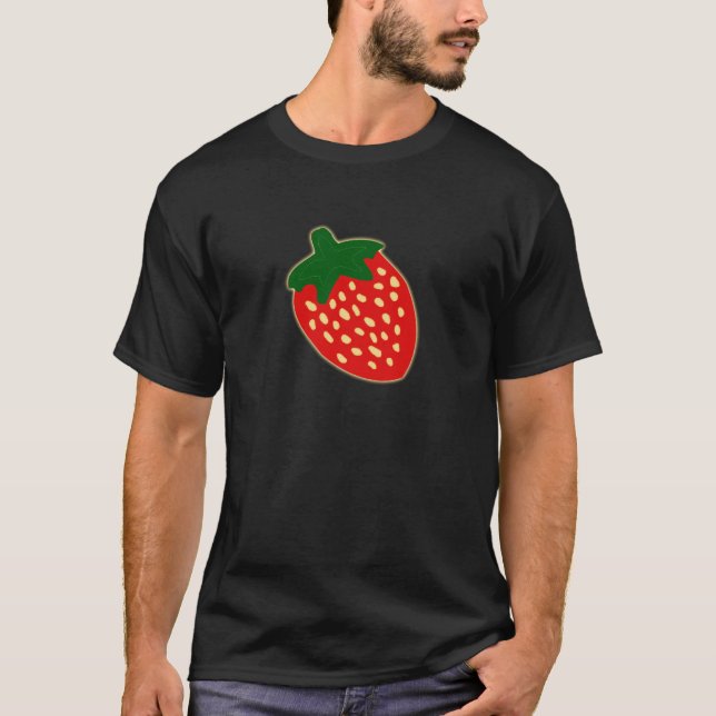 Bright Red Strawberry Illustration T-Shirt (Front)