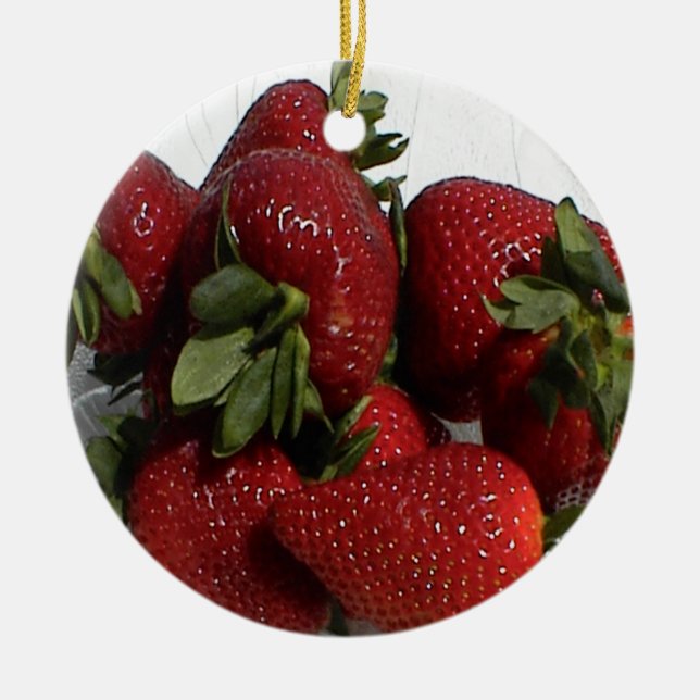 Bright Red Strawberry Ornament (Front)