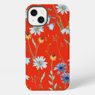 Bright Red Summer Floral iPhone 13 Case