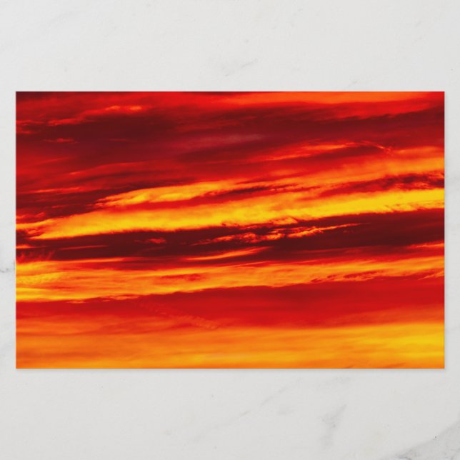 Bright Red Sunset Stationery (Front)