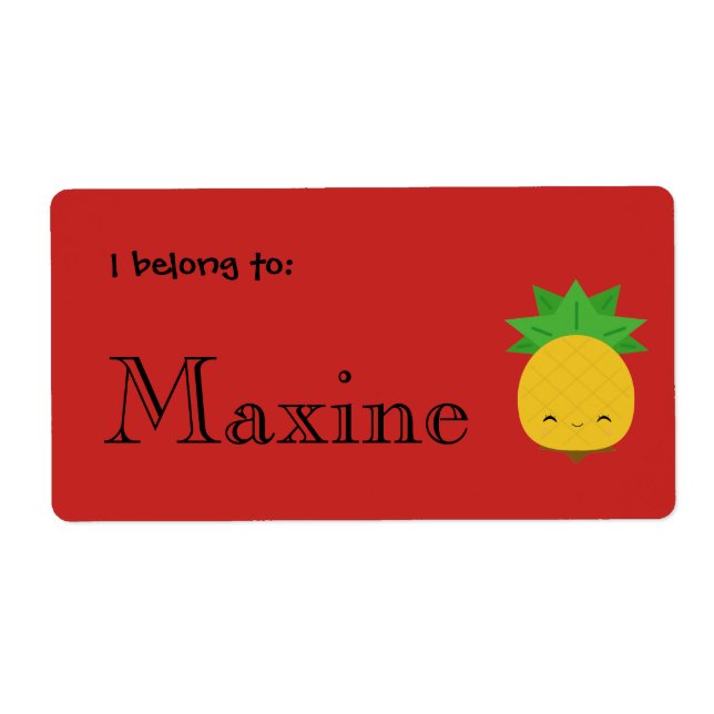 Bright red sweet pineapple custom labels (Front)