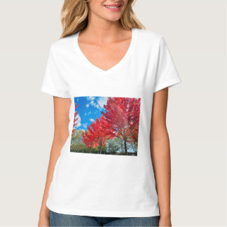 Bright Red Tree Leaves In Autumn T-Shirt