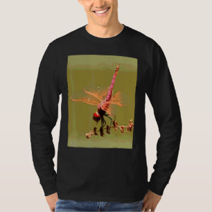 Bright Red Violet Dropwing Isolated On Green Paint T-Shirt