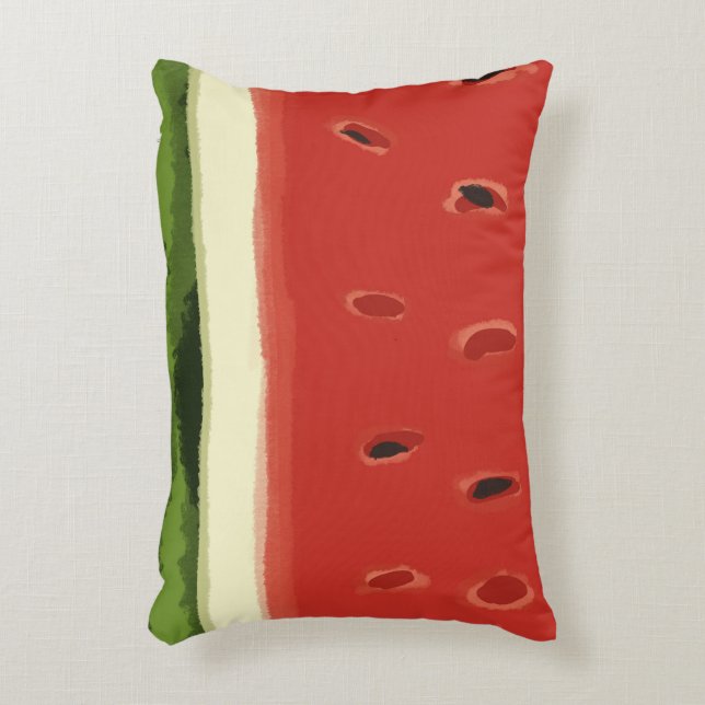 Bright Red Watercolor Watermelon Accent Pillow (Front(Vertical))