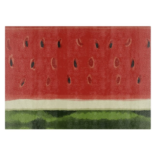 Bright Red Watercolor Watermelon Cutting Board (Front)