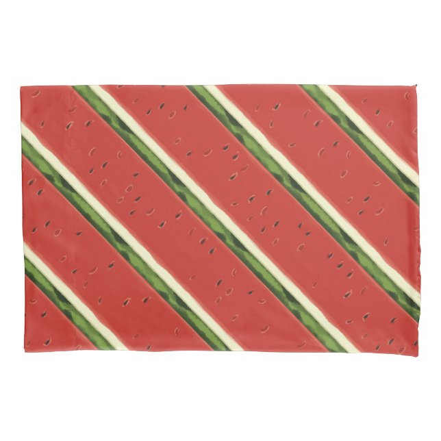 Bright Red Watercolor Watermelon Pillowcase (Front)