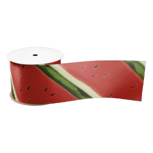 Bright Red Watercolor Watermelon Ribbon Satin Ribbon