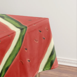 Bright Red Watercolor Watermelon Tablecloth