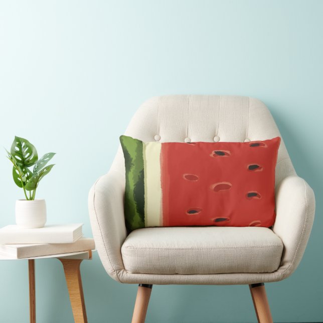 Bright Red Watercolor Watermelon Throw Pillow (Chair)