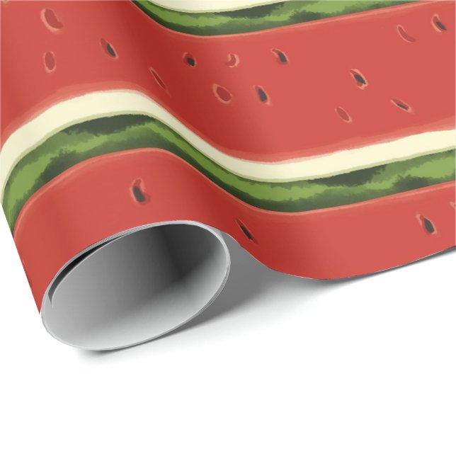 Bright Red Watercolor Watermelon Wrapping Paper (Roll Corner)