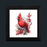 Bright Red Watercolor Winter Cardinal Bird Gift Box<br><div class="desc">Bright Red Watercolor Winter Cardinal Bird</div>