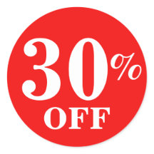 Bright Red White 30% OFF Sale Business Stickers