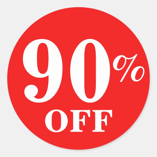 Bright Red White 90% OFF Sale Business Stickers (Front)