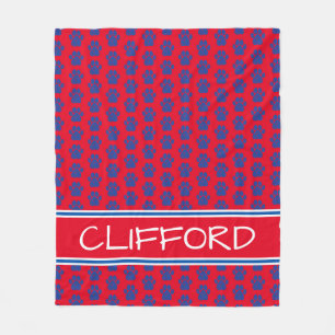 Bright Red White and Blue Paw Prints Personalized Fleece Blanket