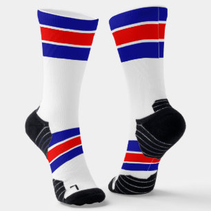 Bright Red White & Blue Striped Design Socks