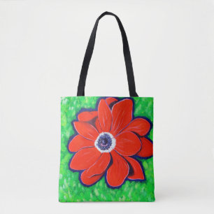 Bright Red Windflower Tote Bag