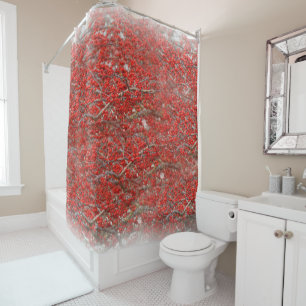 Bright Red Winterberries Holly Tree Berries Shower Curtain