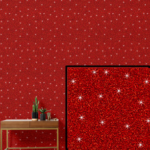 Bright Red with Sparkle Stars Wallpaper