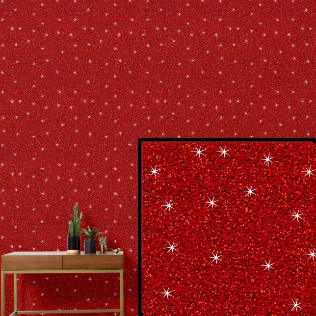 Bright Red with Sparkle Stars Wallpaper (Creator Uploaded)