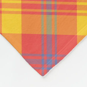 Bright Red, Yellow and Blue Plaid Fleece Blanket