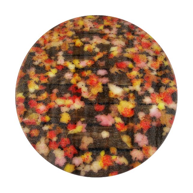 Bright Red Yellow Autumn Maple Leaves Cutting Board (Front)