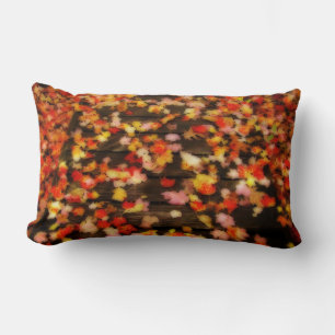 Bright Red Yellow Autumn Maple Leaves Lumbar Cushion
