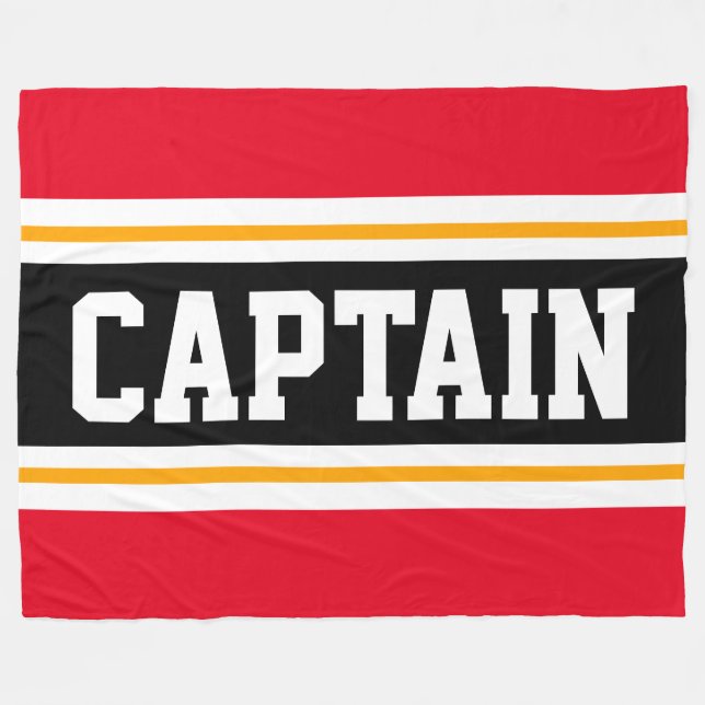 Bright Red Yellow Black CAPTAIN Racing Stripes Fleece Blanket (Front (Horizontal))