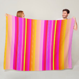 Bright red yellow creative striped fleece blanket
