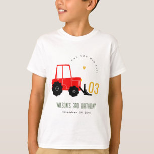 Bright Red Yellow Digger Kids Any Age Birthday T-Shirt